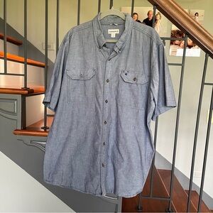 Carhartt Shirt men’s Blue Button Up Short Sleeve Workwear size 2XL relaxed fit